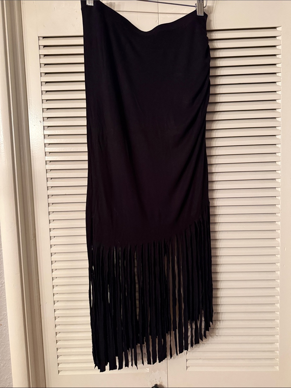 INC International Concepts Black Asymmetrical Fringe Skirt